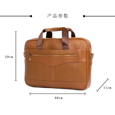 MEN'S HANDBAG GENUINE LEATHER BRIEFCASE BUSINESS HORIZONTAL COMPUTER BAG CASUAL SHOULDER MESSENGER BAG AIRES