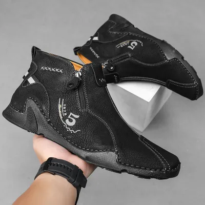 HIGH-TOP MEN’S LEATHER SHOES