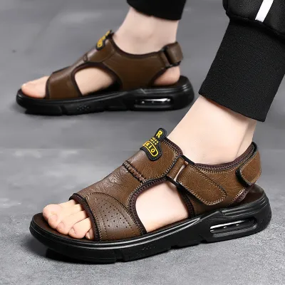 NEW STYLE VELCRO CASUAL COWHIDE SANDALS