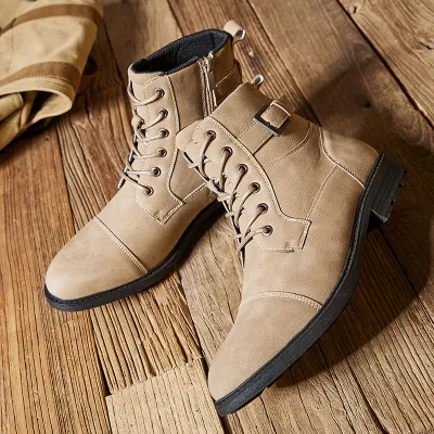 NON-SLIP RETRO LACE HIGH TOP ROUND TOE MARTIN BOOTS