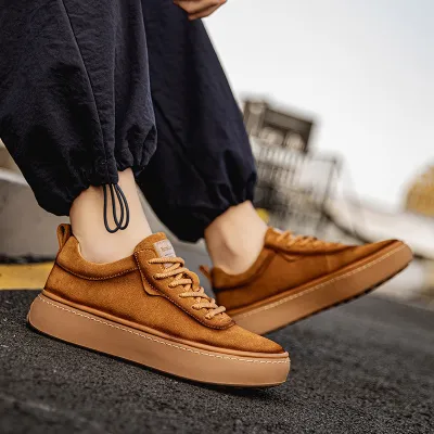 GENUINE LEATHER FROSTED LOW-TOP CASUAL SHOES