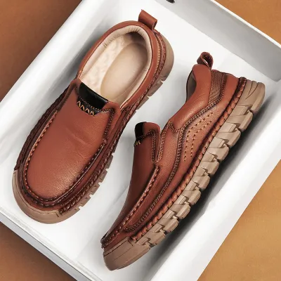 GENUINE LEATHER FASHIONABLE SLIP-ON COMFORTABLE DRIVING SHOES