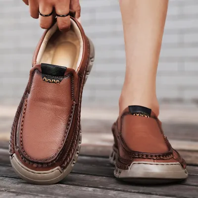 GENUINE LEATHER FASHIONABLE SLIP-ON COMFORTABLE DRIVING SHOES