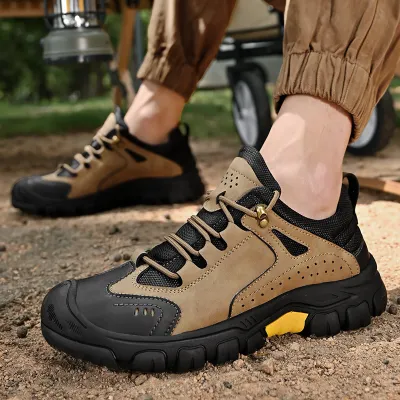 GENUINE LEATHER SOFT SOLE OUTDOOR MOUNTAINEERING SAFETY SHOES