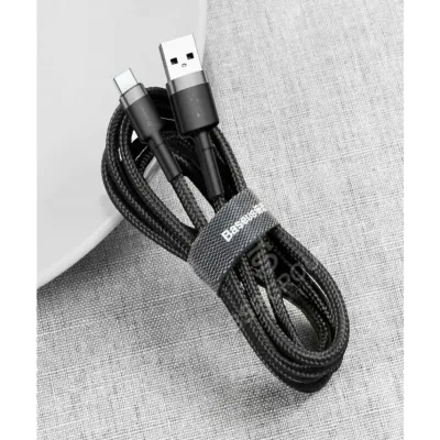 Baseus Cafule Cable Durable Nylon Braided Wire USB Type-C QC3.0 3A 1M black-grey CATKLF-BG1