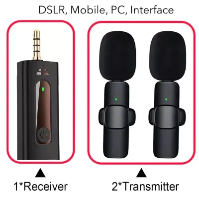 K35 Dual Wireless Microphone For 3.5mm Supported Devices