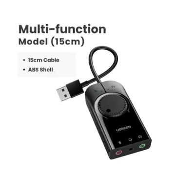 Ugreen USB External Sound Card Audio Interface With Volume Control & Mute Button