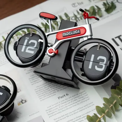 MidClock HY-F117 Unique Bicycle Vintage Flip Desk Clock 