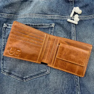 GENUINE LEATHER BIIFOLD SHORT WALLET SW5005Br