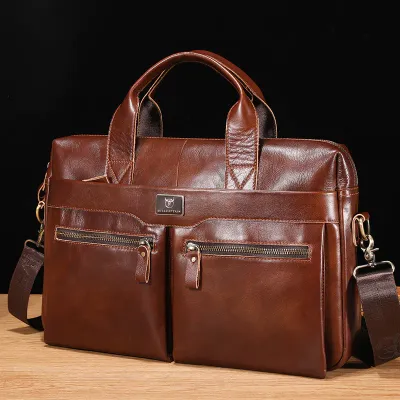 COWHIDE EXECUTIVE SHOULDER BAG GB-BC056Br