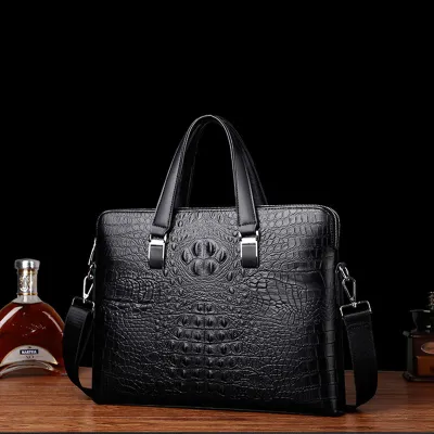 CROCODILE PATTERN DOUBLE ZIPPER BRIEFCASE BAG GB-1325B