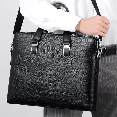 CROCODILE PATTERN DOUBLE ZIPPER BRIEFCASE BAG GB-1325B