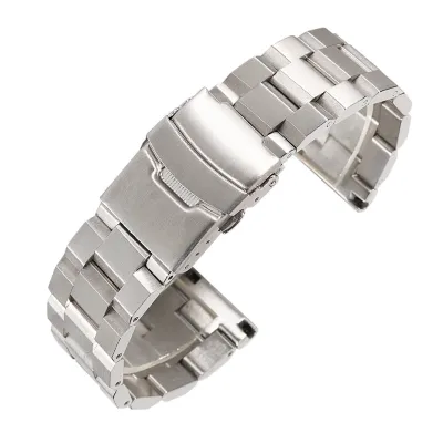 SOLID THREE-BEAD LADDER-SHAPED STAINLESS STEEL WATCH STRAP WBU0028S