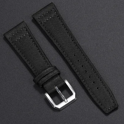 TWO LAYER CANVAS COWHIDE WATCH STRAP WBF0162BS