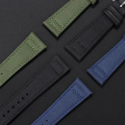 TWO LAYER CANVAS COWHIDE WATCH STRAP WBF0162BlS