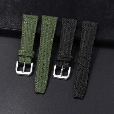 TWO LAYER CANVAS COWHIDE WATCH STRAP WBF0162GrS