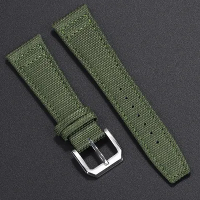 TWO LAYER CANVAS COWHIDE WATCH STRAP WBF0162GrS