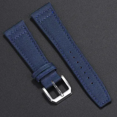 TWO LAYER CANVAS COWHIDE WATCH STRAP WBF0162BlS