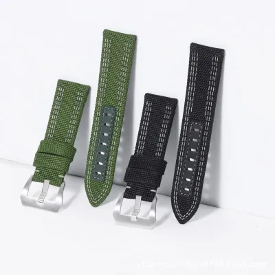 DOUBLE LAYER WOVEN CLOTH COWHIDE WATCH STRAP WBF0055GrS