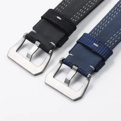 DOUBLE LAYER WOVEN CLOTH COWHIDE WATCH STRAP WBF0055BlS