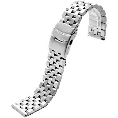 FIVE-BEAD SOLID FROSTED STAINLESS STEEL WATCH STRAP WBG0113S