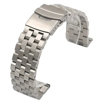 FIVE-BEAD SOLID FROSTED STAINLESS STEEL WATCH STRAP WBG0275S