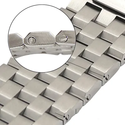 FIVE-BEAD SOLID FROSTED STAINLESS STEEL WATCH STRAP WBG0275S