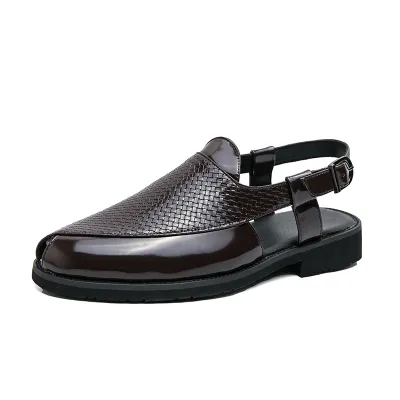 WOVEN PATTERN PERSONALIZED LEATHER SANDAL GB-1699