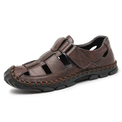 BAOTOU GENUINE LEATHER HOLE LAZY ONE-STEP SANDAL GB-2899