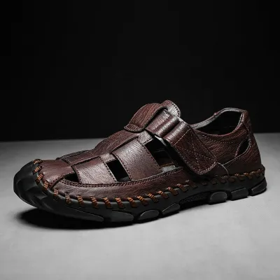 BAOTOU GENUINE LEATHER HOLE LAZY ONE-STEP SANDAL GB-2899