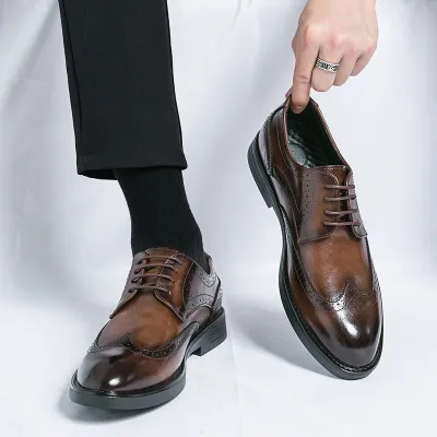 BROGUE GENUINE LEATHER POINTED PRESTIGE SHOE GB-0026