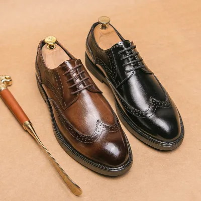 BROGUE GENUINE LEATHER POINTED PRESTIGE SHOE GB-0026