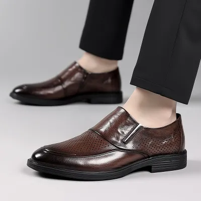 BRITISH BUSINESS HOLLOW LEATHER POINTED LOAFER GB-2126