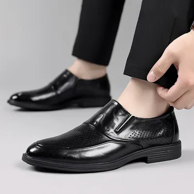 BRITISH BUSINESS HOLLOW LEATHER POINTED LOAFER GB-2126