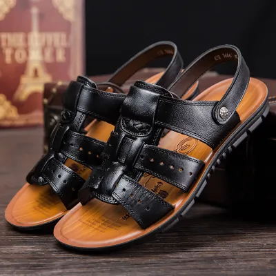 OPEN TOE GENUINE LEATHER CLASSIC SANDAL GB-1666