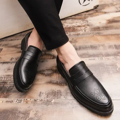 BROGUE CARVED POINTED LEATHER SHOE GB-1343