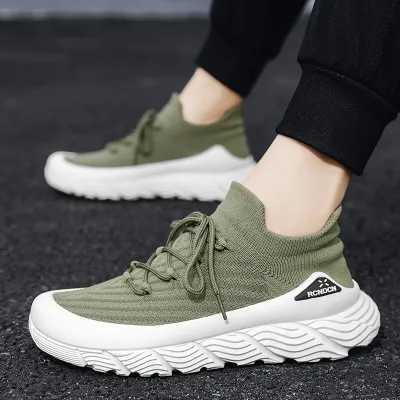 BREATHABLE FLYING WOVEN THICK-SOLED CASUAL SHOE GB-8115