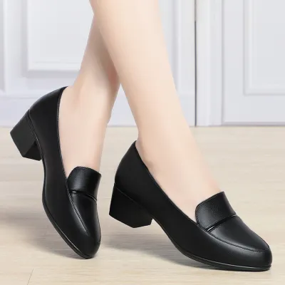 THICK HEELS COMFORTABLE LEATHER SHOE 1186B