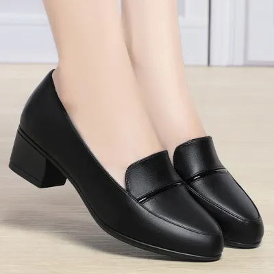 THICK HEELS COMFORTABLE LEATHER SHOE 1186B