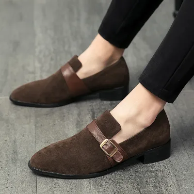 SOLID COLOR POINTED FORMAL LEATHER SHOE 6012BR