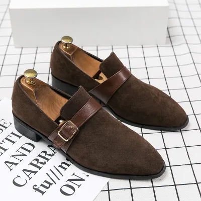 SOLID COLOR POINTED FORMAL LEATHER SHOE 6012BR