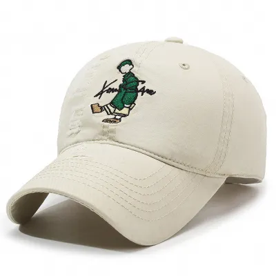 EMBROIDERED LARGE BRIM BASEBALL CAP GB-0642