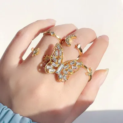 5 Pcs Butterfly Finger Rings Set