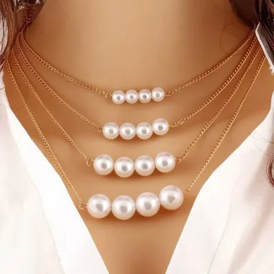 4 Layers Pearl Necklace Pendant