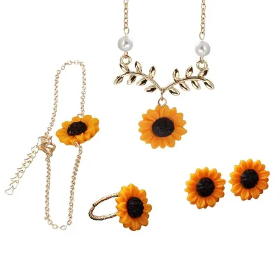 5 Pcs Sunflower Necklace Set