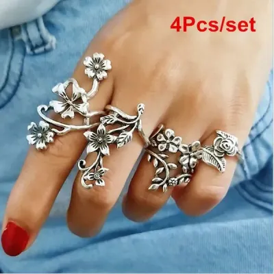 4 Pcs Fashion Vintage Finger Ring Set