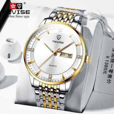 TEVISE Fashion Business Casual Analog Date Stainless Steel Watch. O-628