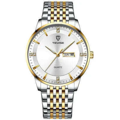 TEVISE Fashion Business Casual Analog Date Stainless Steel Watch. O-628