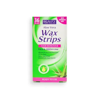 Beauty Formulas Aloe Vera Hair Remover Wax Strips For Face & Bikini Line 36 Wax Strips