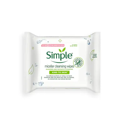 Simple Micellar cleansing And Instantly Hydrate Facial Wipes 25 pcs